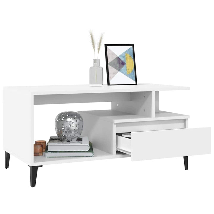 sofabord 90x49x45 cm konstrueret træ hvid