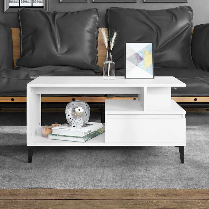 sofabord 90x49x45 cm konstrueret træ hvid