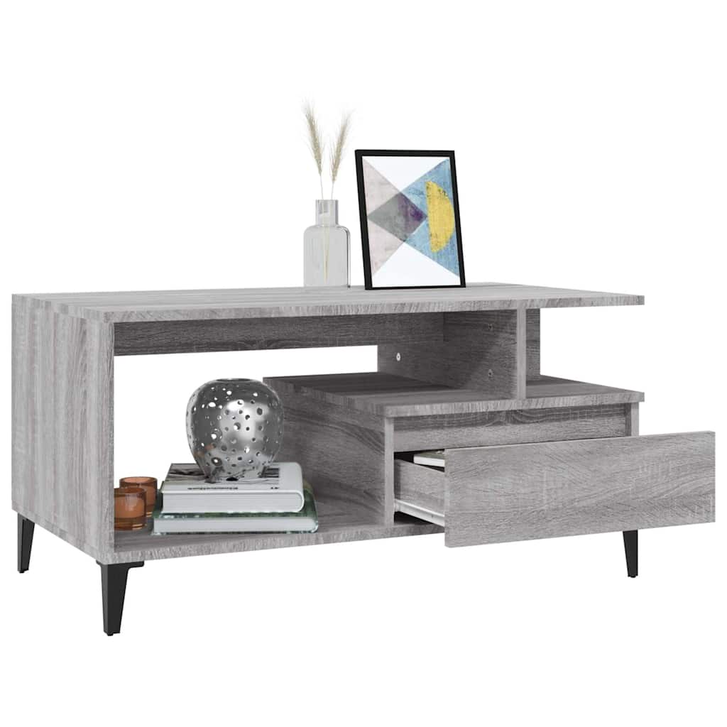 sofabord 90x49x45 cm konstrueret træ Grå sonoma-eg
