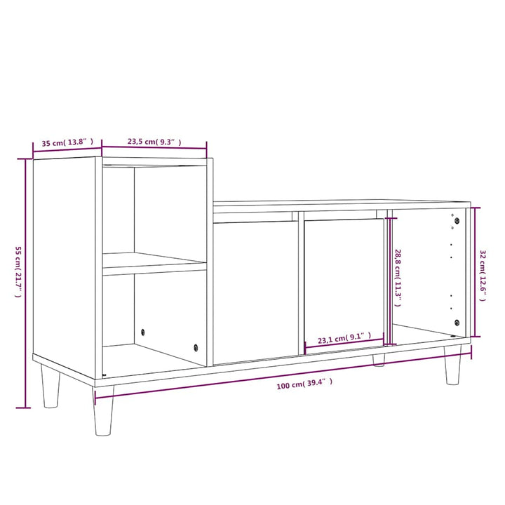 tv-bord 100x35x55 cm konstrueret træ sonoma-eg