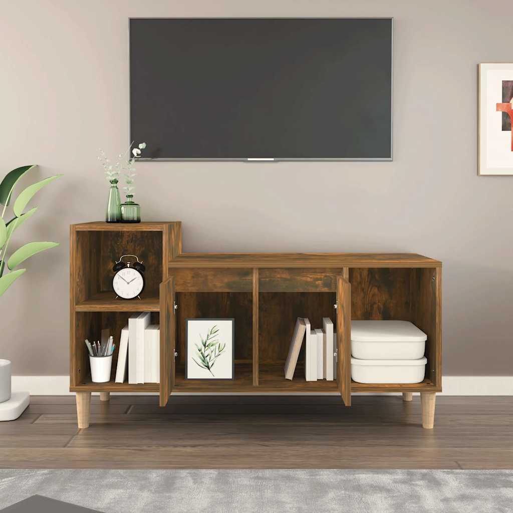 tv-bord 100x35x55 cm konstrueret træ røget egetræsfarve