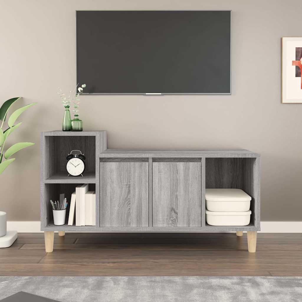 tv-bord 100x35x55 cm konstrueret træ grå sonoma-eg