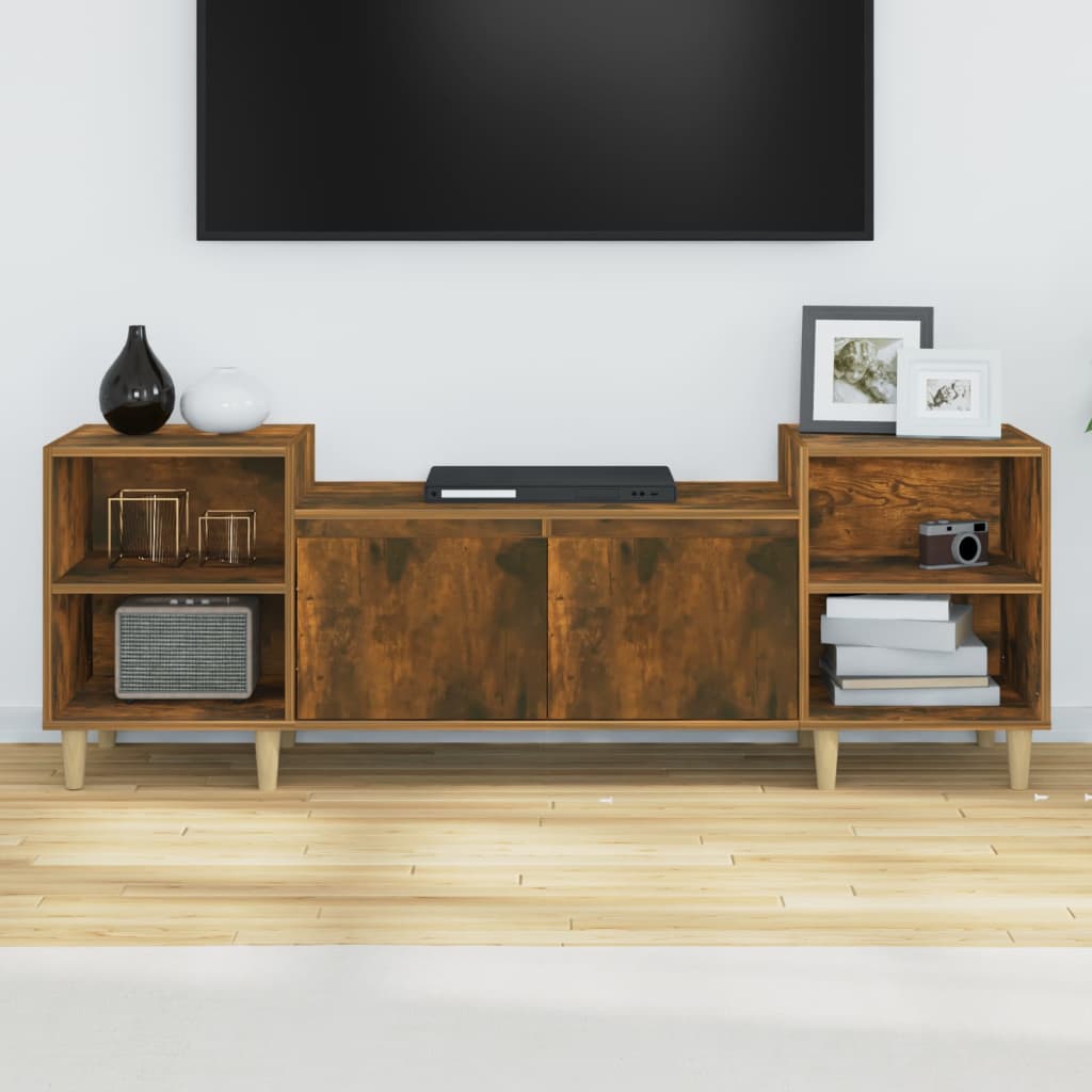 tv-bord 160x35x55 cm konstrueret træ røget egetræsfarve