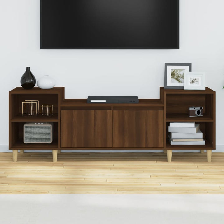 tv-bord 160x35x55 cm konstrueret træ brun egetræsfarve