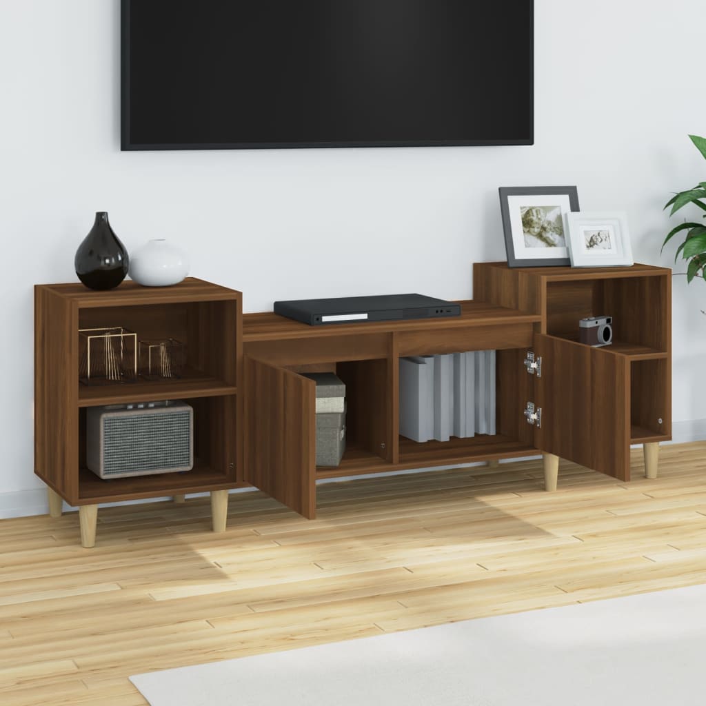 tv-bord 160x35x55 cm konstrueret træ brun egetræsfarve