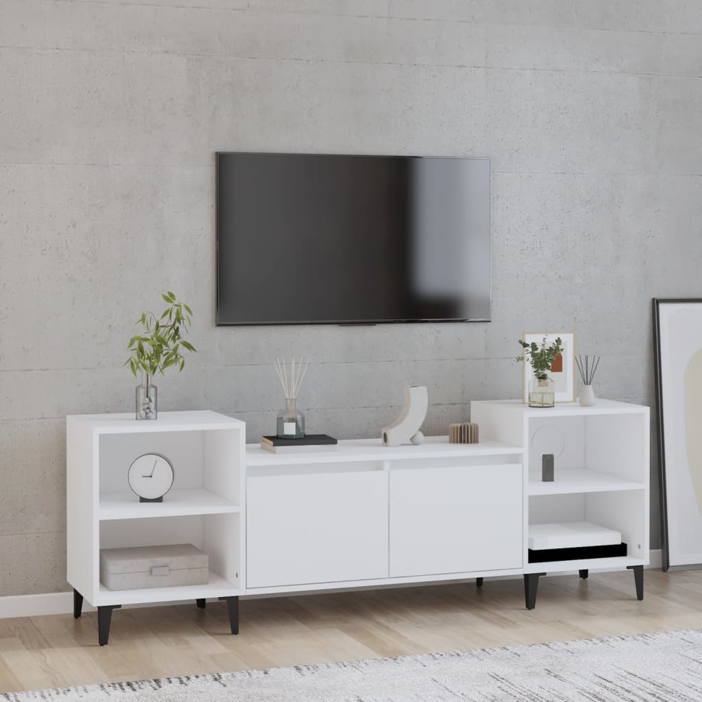 tv-bord 160x35x55 cm konstrueret træ hvid