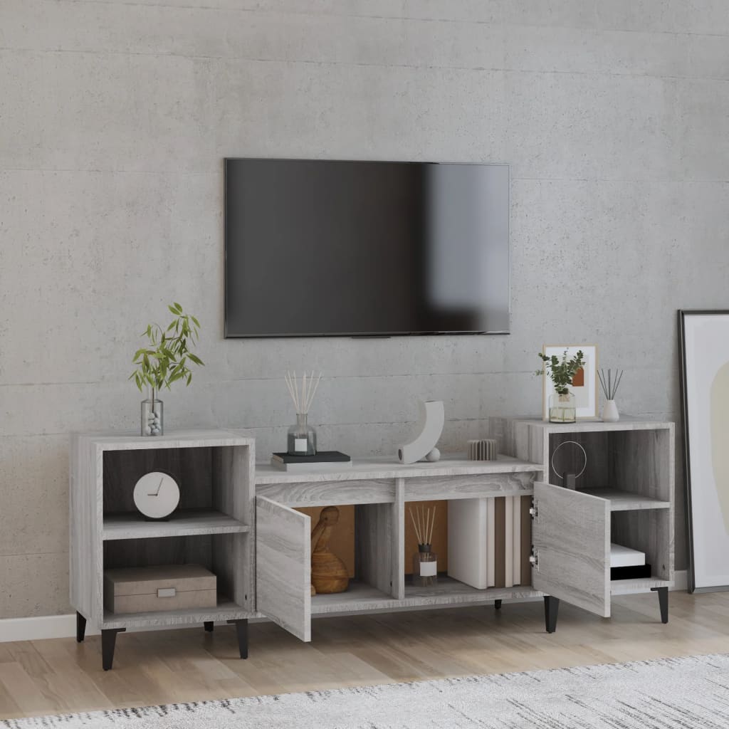 tv-bord 160x35x55 cm konstrueret træ grå sonoma-eg