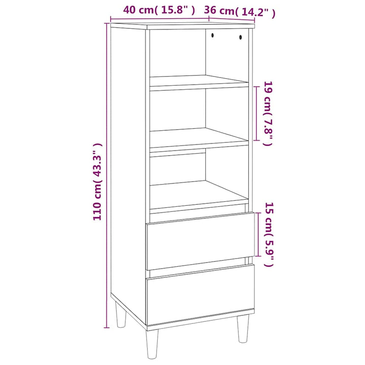 skab 40x36x110 cm konstrueret træ betongrå