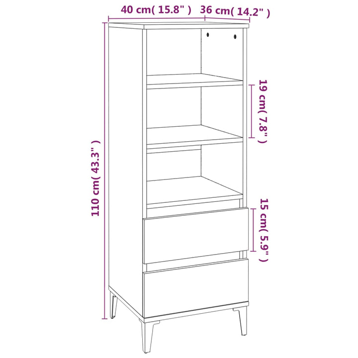 skab 40x36x110 cm konstrueret træ Sonoma-eg