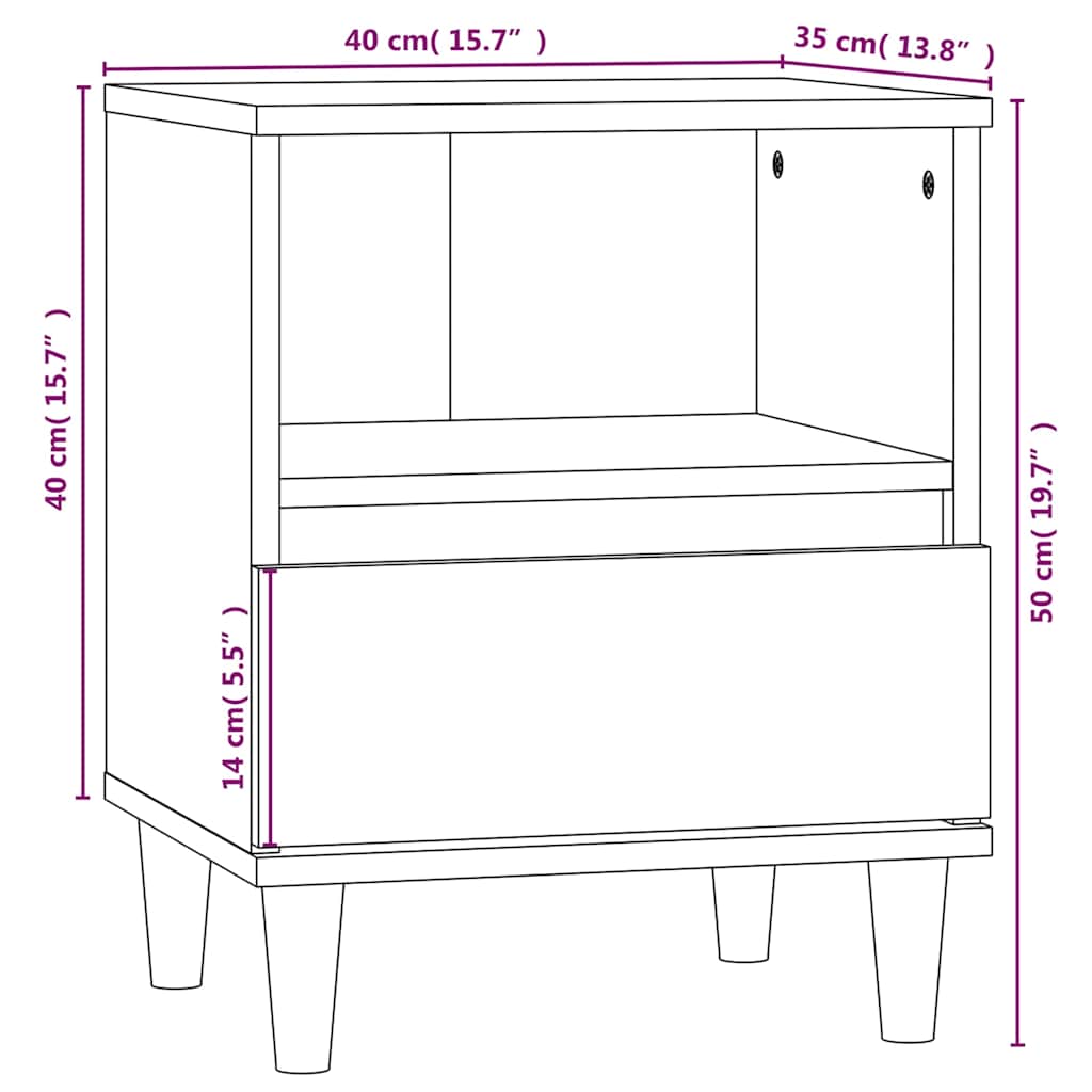 sengeborde 2 stk. 40x35x50 cm hvid