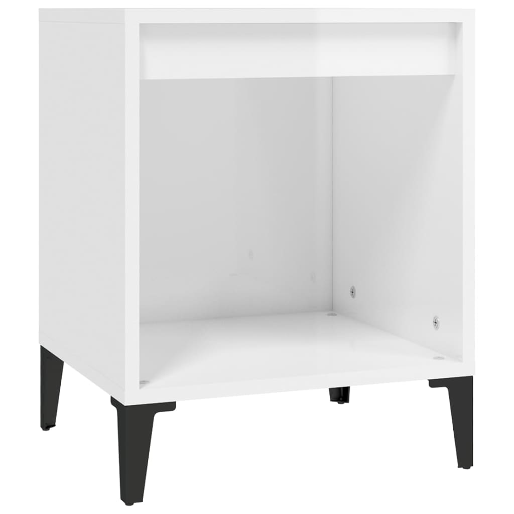 sengebord 40x35x50 cm hvid højglans