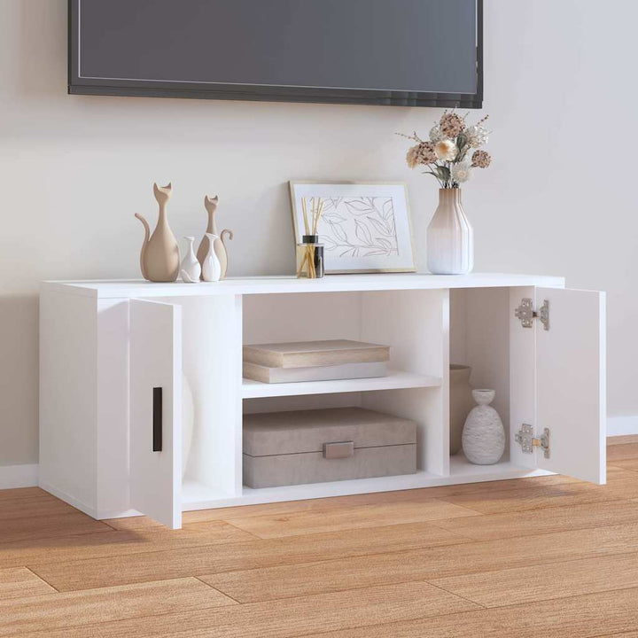 tv-bord 100x35x40 cm konstrueret træ hvid