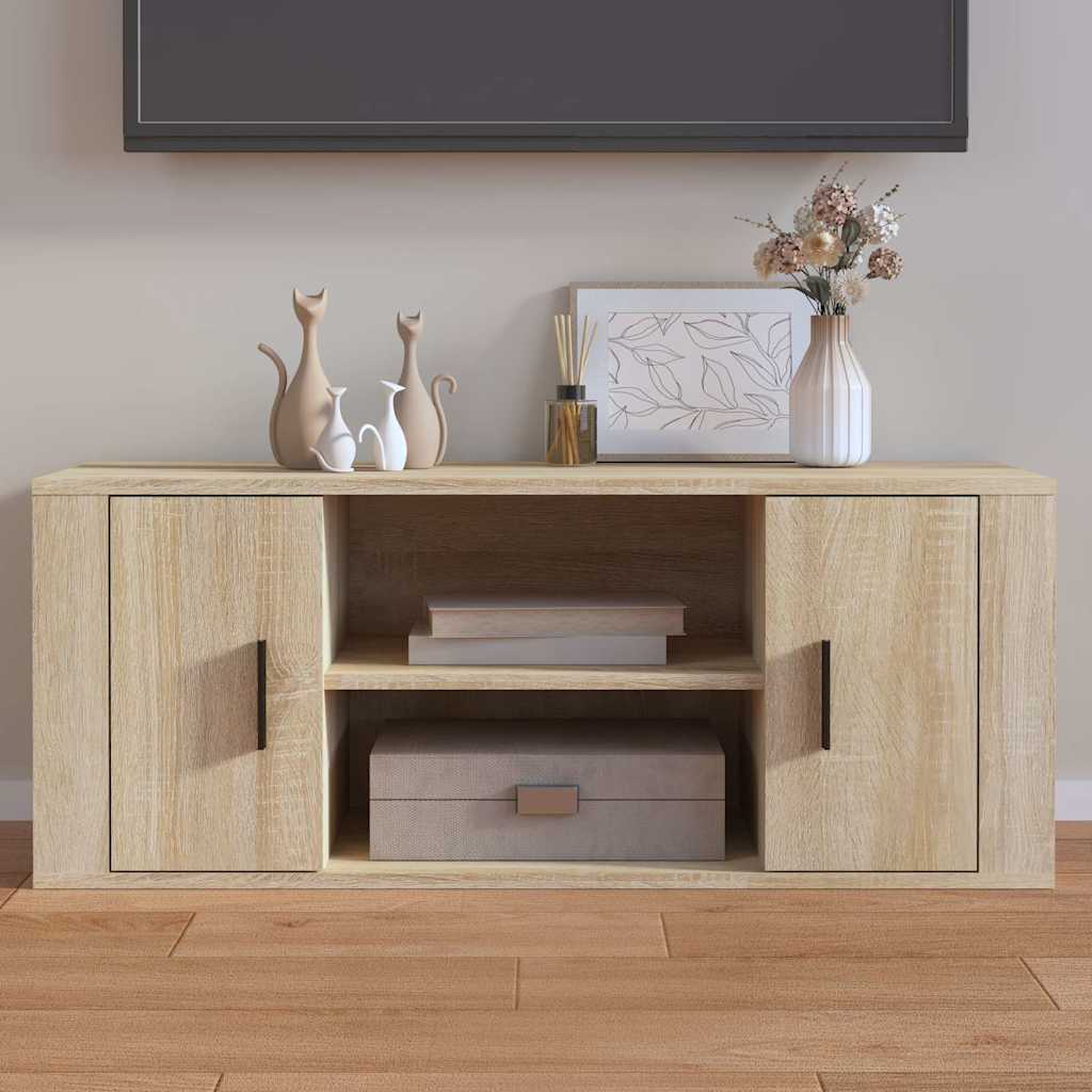 tv-bord 100x35x40 cm konstrueret træ sonoma-eg