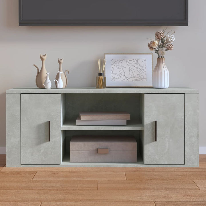 tv-bord 100x35x40 cm konstrueret træ betongrå