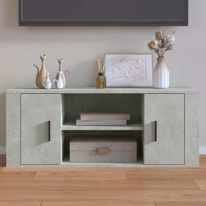 tv-bord 100x35x40 cm konstrueret træ betongrå