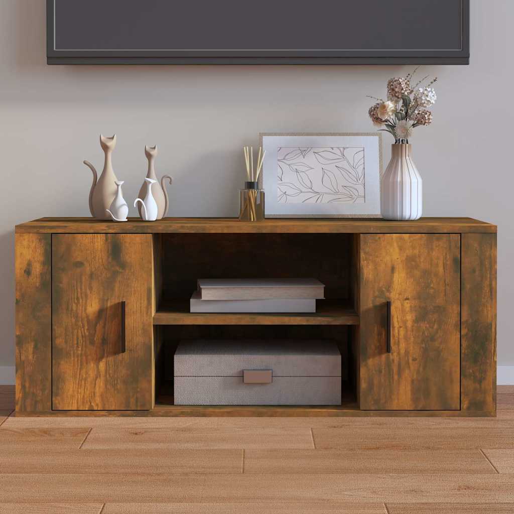 tv-bord 100x35x40 cm konstrueret træ røget egetræsfarve