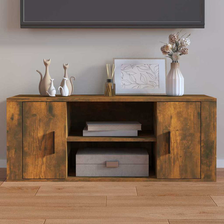 tv-bord 100x35x40 cm konstrueret træ røget egetræsfarve