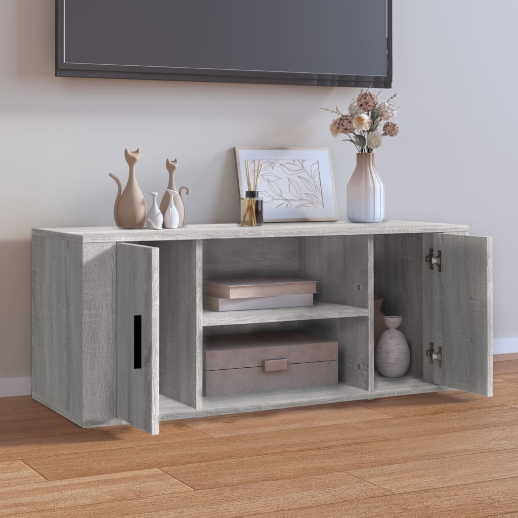 tv-bord 100x35x40 cm konstrueret træ grå sonoma-eg
