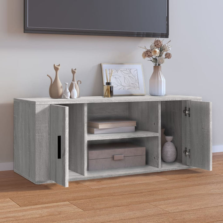 tv-bord 100x35x40 cm konstrueret træ grå sonoma-eg