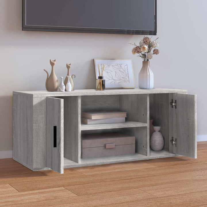 tv-bord 100x35x40 cm konstrueret træ grå sonoma-eg