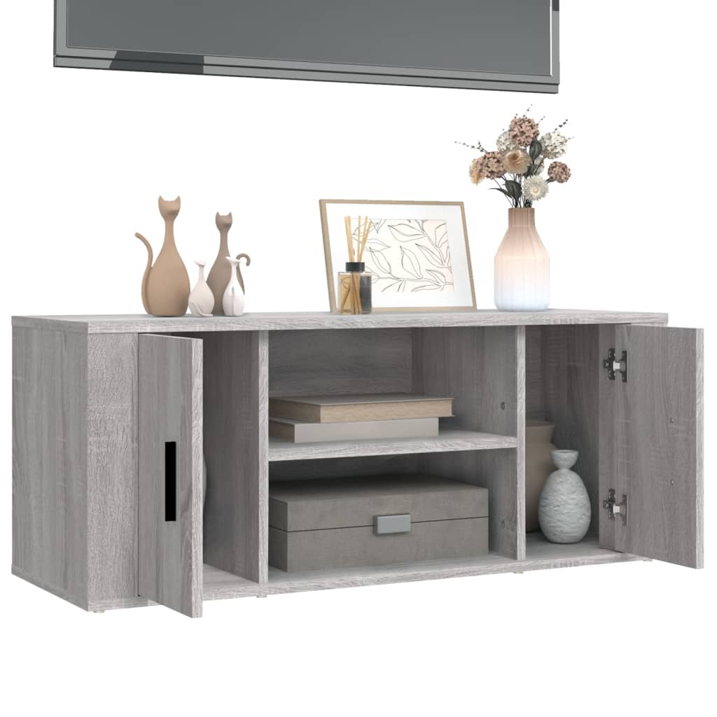 tv-bord 100x35x40 cm konstrueret træ grå sonoma-eg