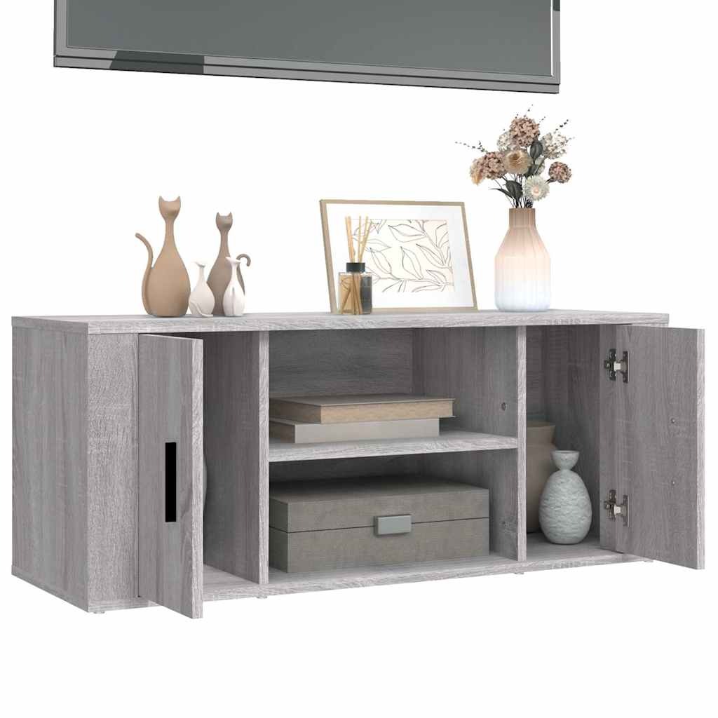 tv-bord 100x35x40 cm konstrueret træ grå sonoma-eg