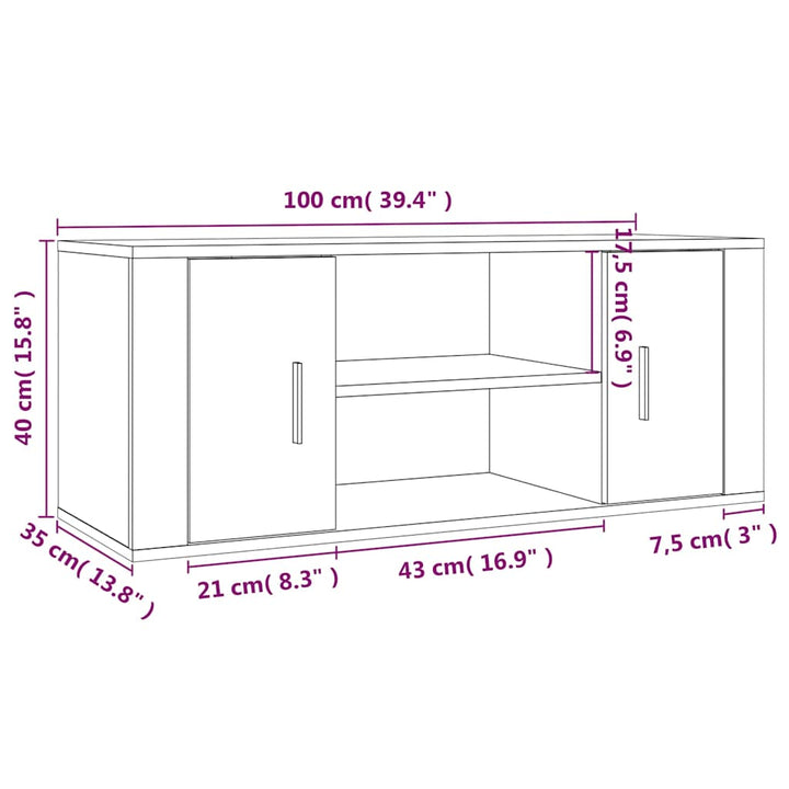 tv-bord 100x35x40 cm konstrueret træ grå sonoma-eg