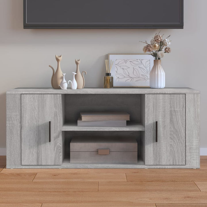 tv-bord 100x35x40 cm konstrueret træ grå sonoma-eg