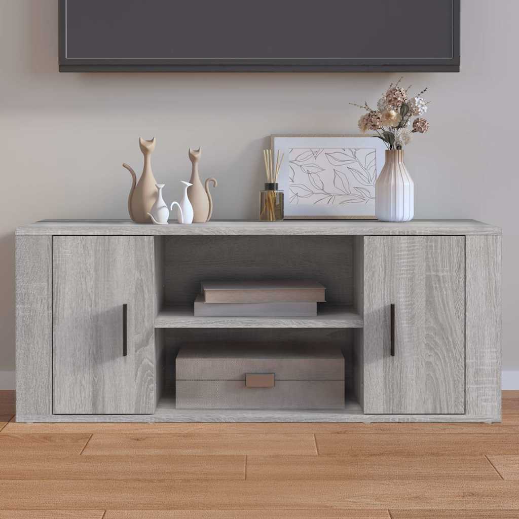 tv-bord 100x35x40 cm konstrueret træ grå sonoma-eg