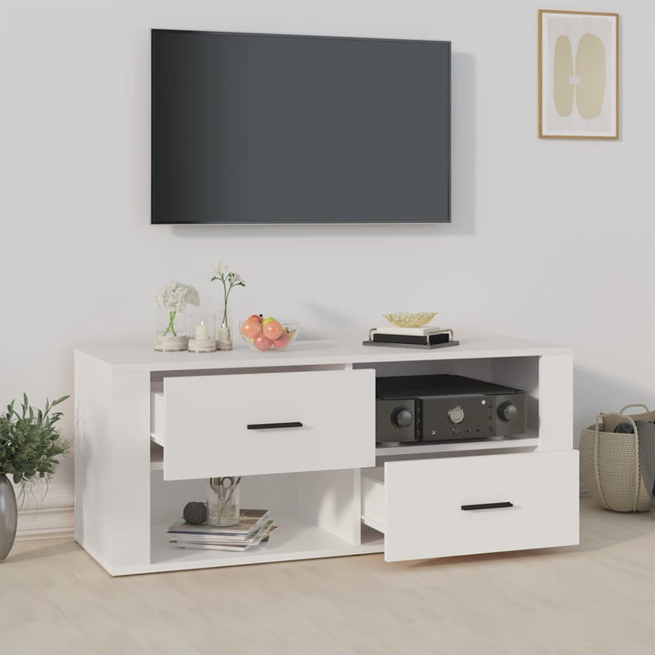 tv-bord 100x35x40 cm konstrueret træ hvid