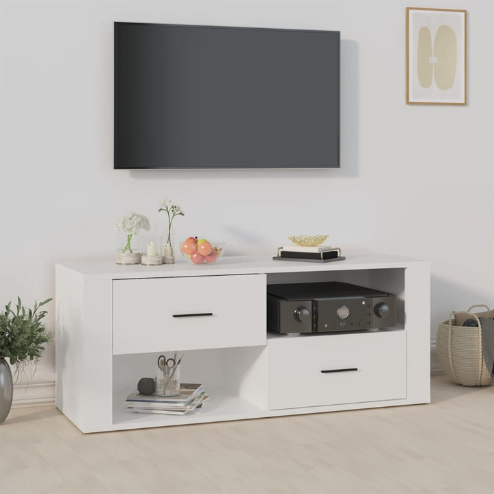 tv-bord 100x35x40 cm konstrueret træ hvid