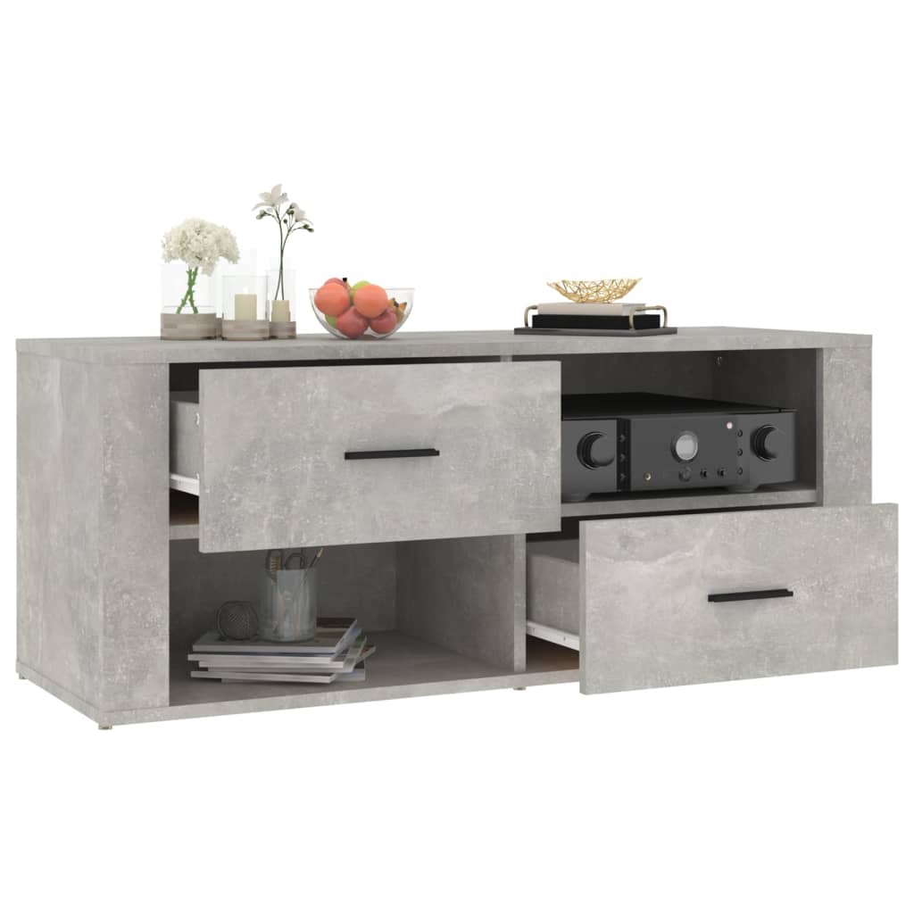 tv-bord 100x35x40 cm konstrueret træ betongrå