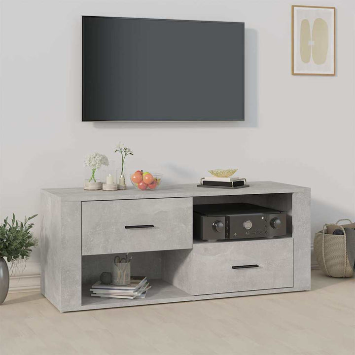 tv-bord 100x35x40 cm konstrueret træ betongrå