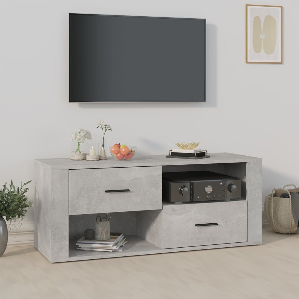 tv-bord 100x35x40 cm konstrueret træ betongrå