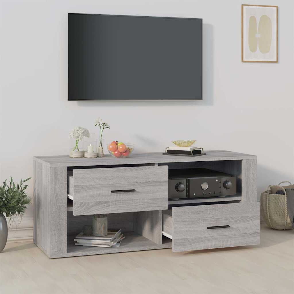 tv-bord 100x35x40 cm konstrueret træ grå sonoma-eg