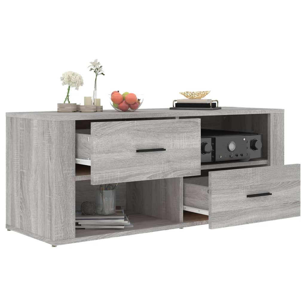 tv-bord 100x35x40 cm konstrueret træ grå sonoma-eg
