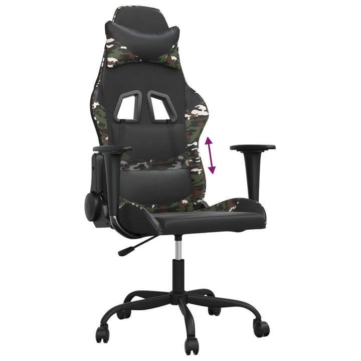 gamingstol kunstlæder sort og camouflage