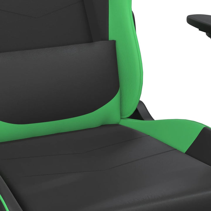 gamingstol med fodstøtte kunstlæder sort og grøn