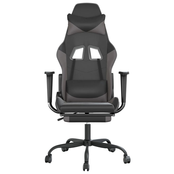 gamingstol med fodstøtte kunstlæder sort og grå