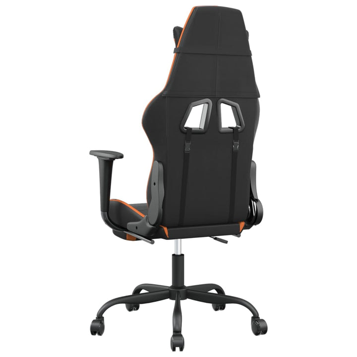 gamingstol med fodstøtte kunstlæder sort og orange