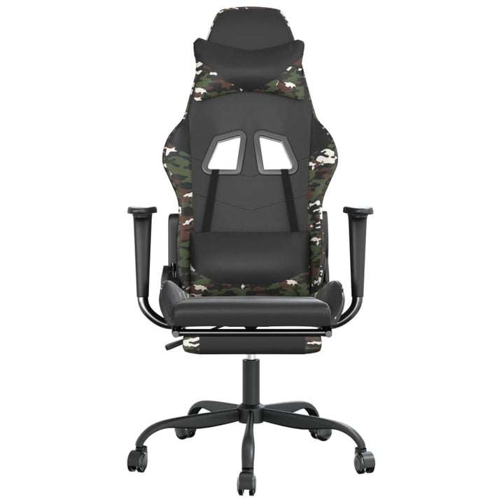 gamingstol med fodstøtte kunstlæder sort og camouflage