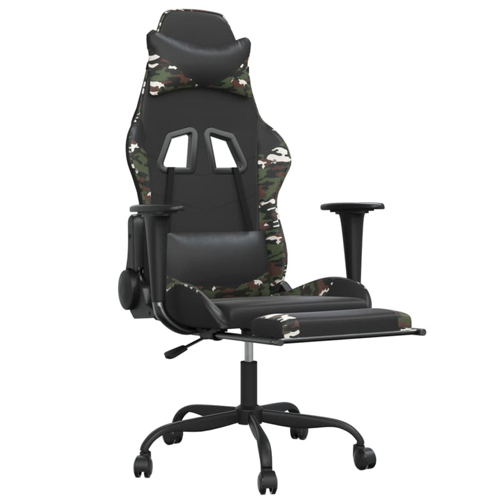 gamingstol med fodstøtte kunstlæder sort og camouflage