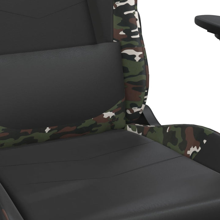 gamingstol med fodstøtte kunstlæder sort og camouflage