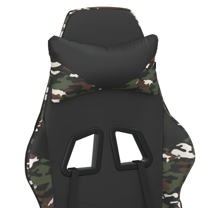 gamingstol med fodstøtte kunstlæder sort og camouflage