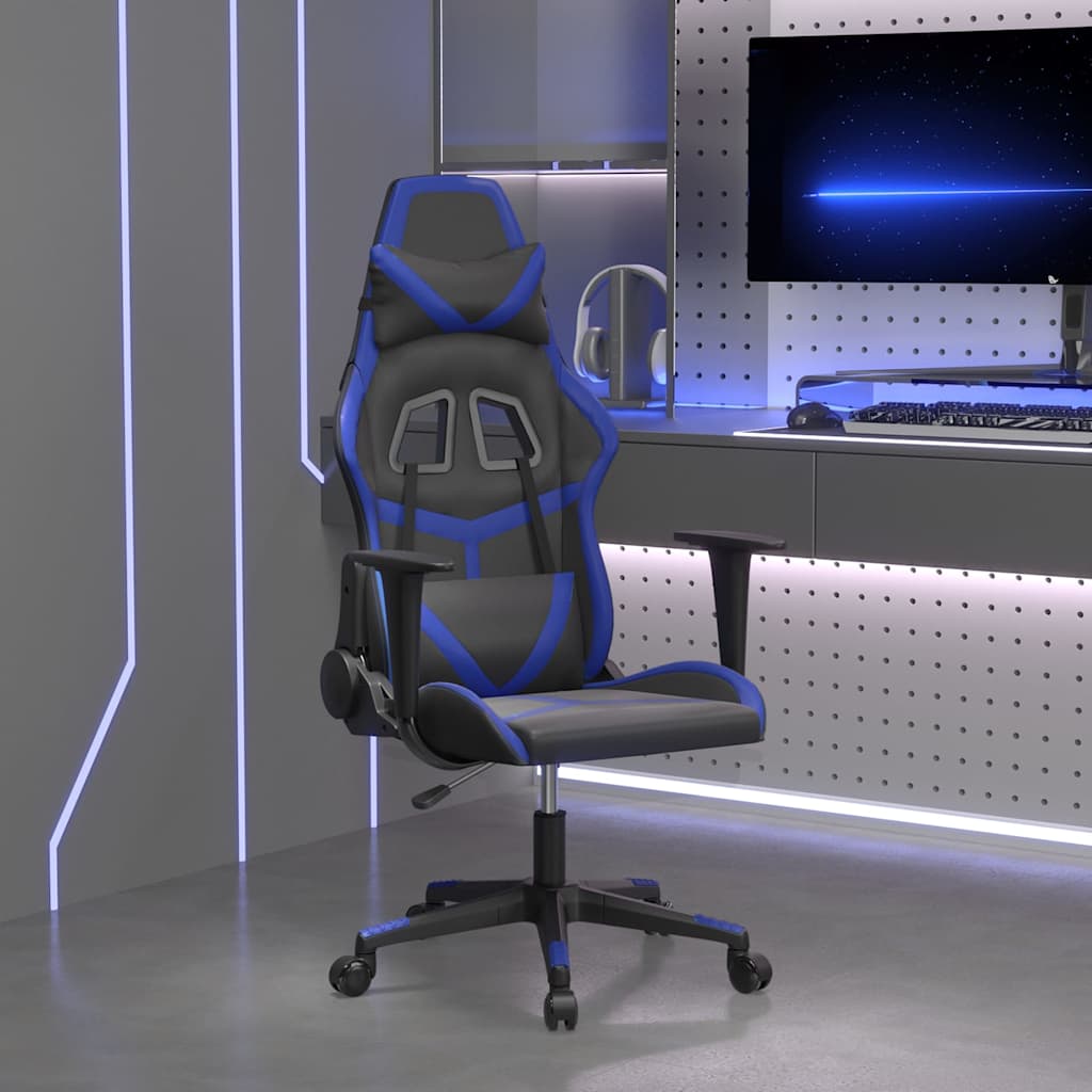 gamingstol kunstlæder sort og blå
