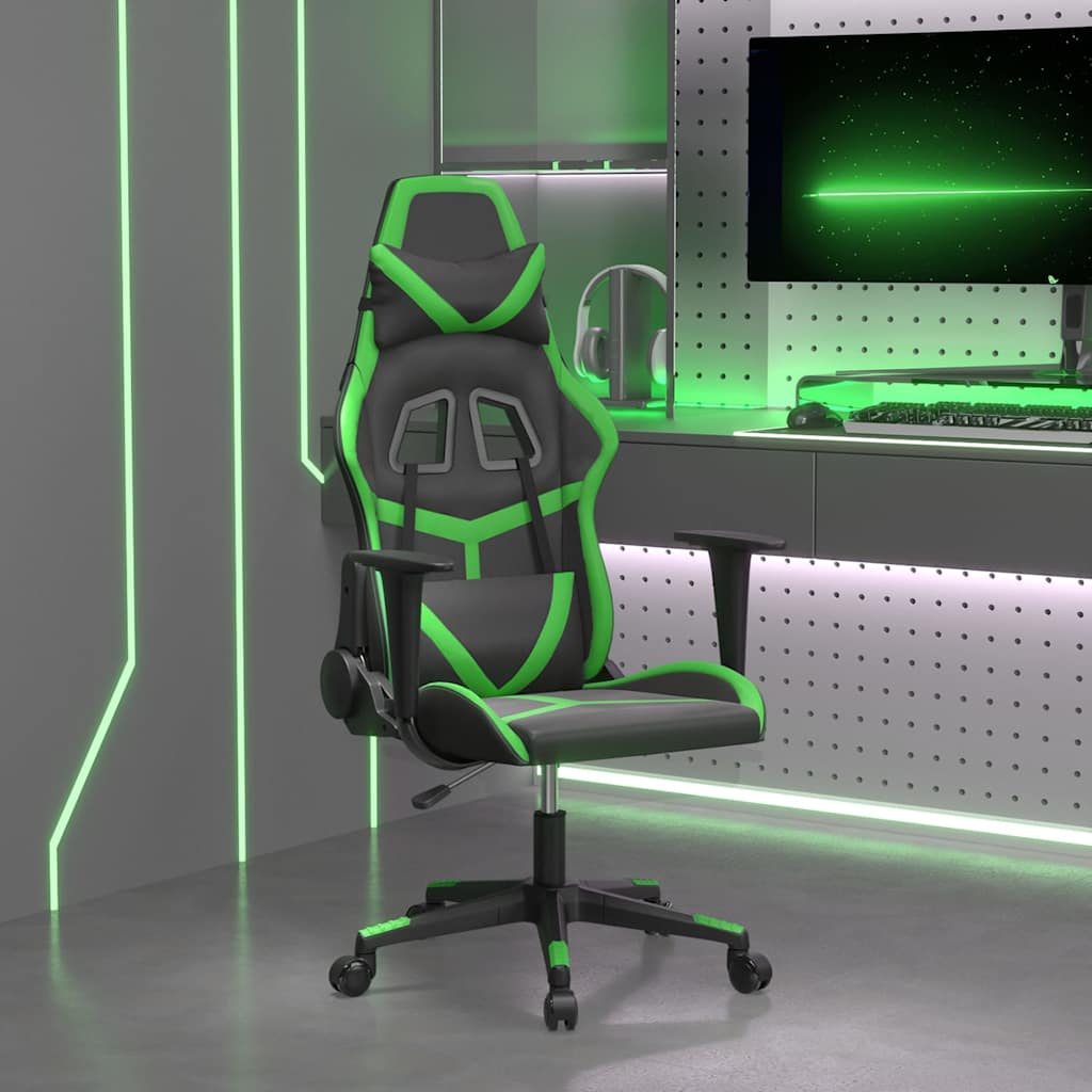 gamingstol kunstlæder sort og grøn
