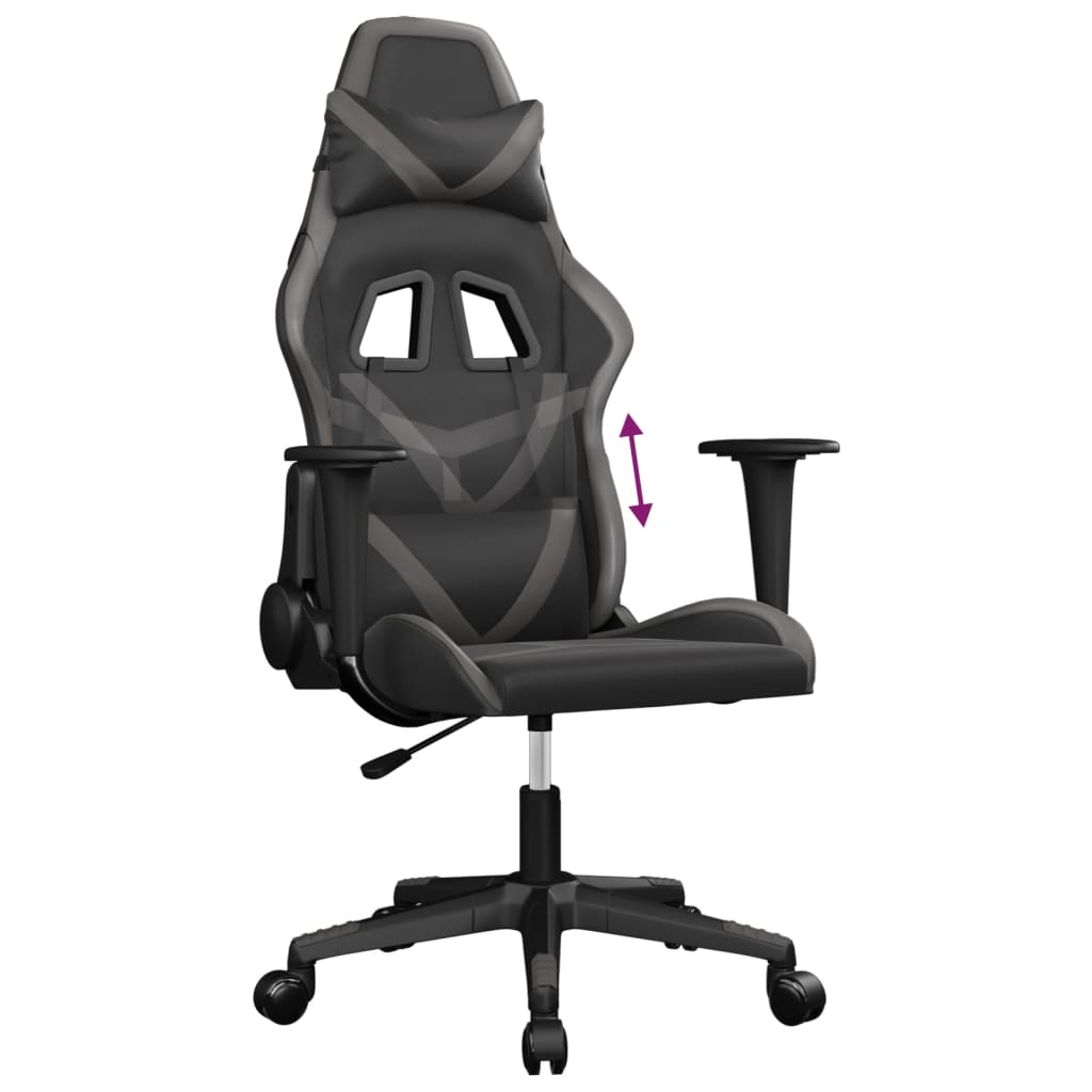 gamingstol kunstlæder sort og grå