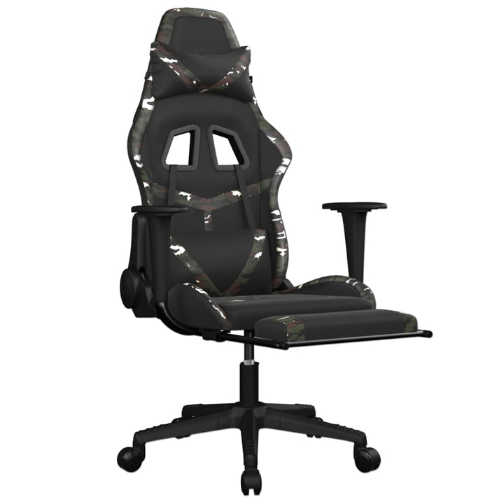 gamingstol med fodstøtte kunstlæder sort og camouflage