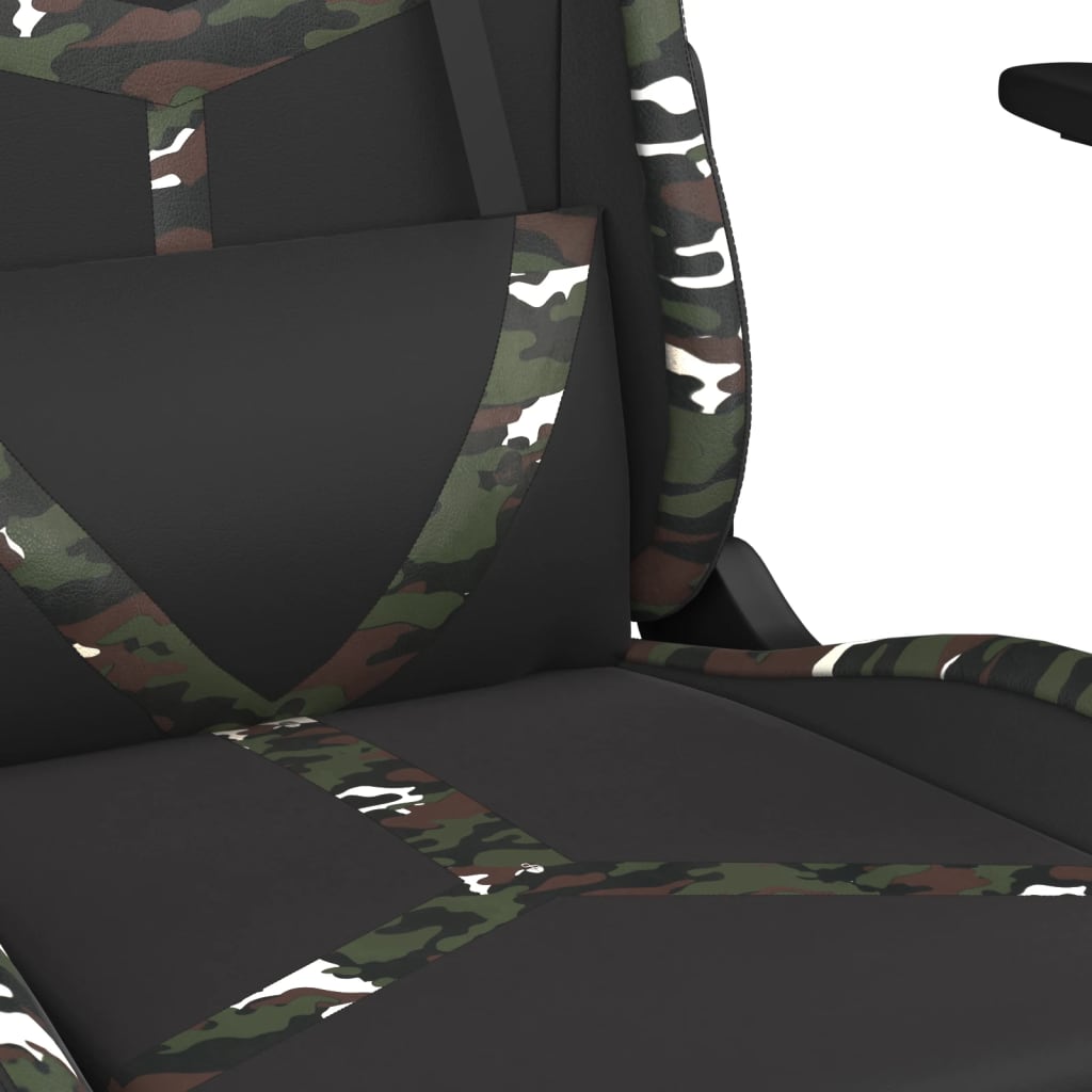 gamingstol med fodstøtte kunstlæder sort og camouflage
