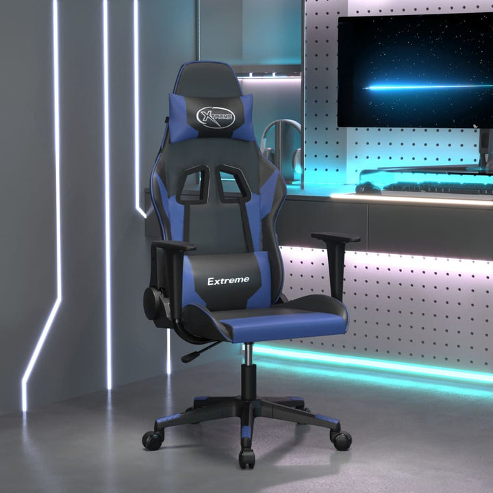 gamingstol kunstlæder sort og blå